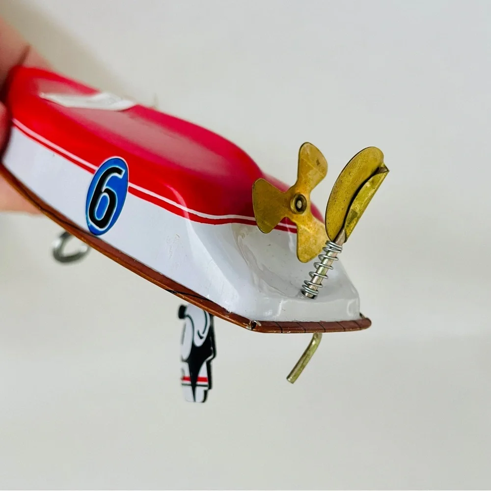 Schylling Felix the Cat Tin Speedboat Toy Red and Blue